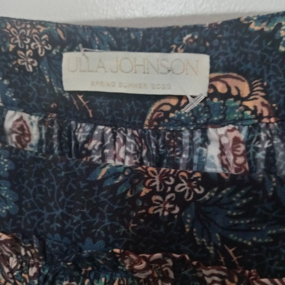 Ulla Johnson warner Floral Puff sleeve Peplum blouse ruffled neckline/Waist sz 2 - Picture 5 of 8